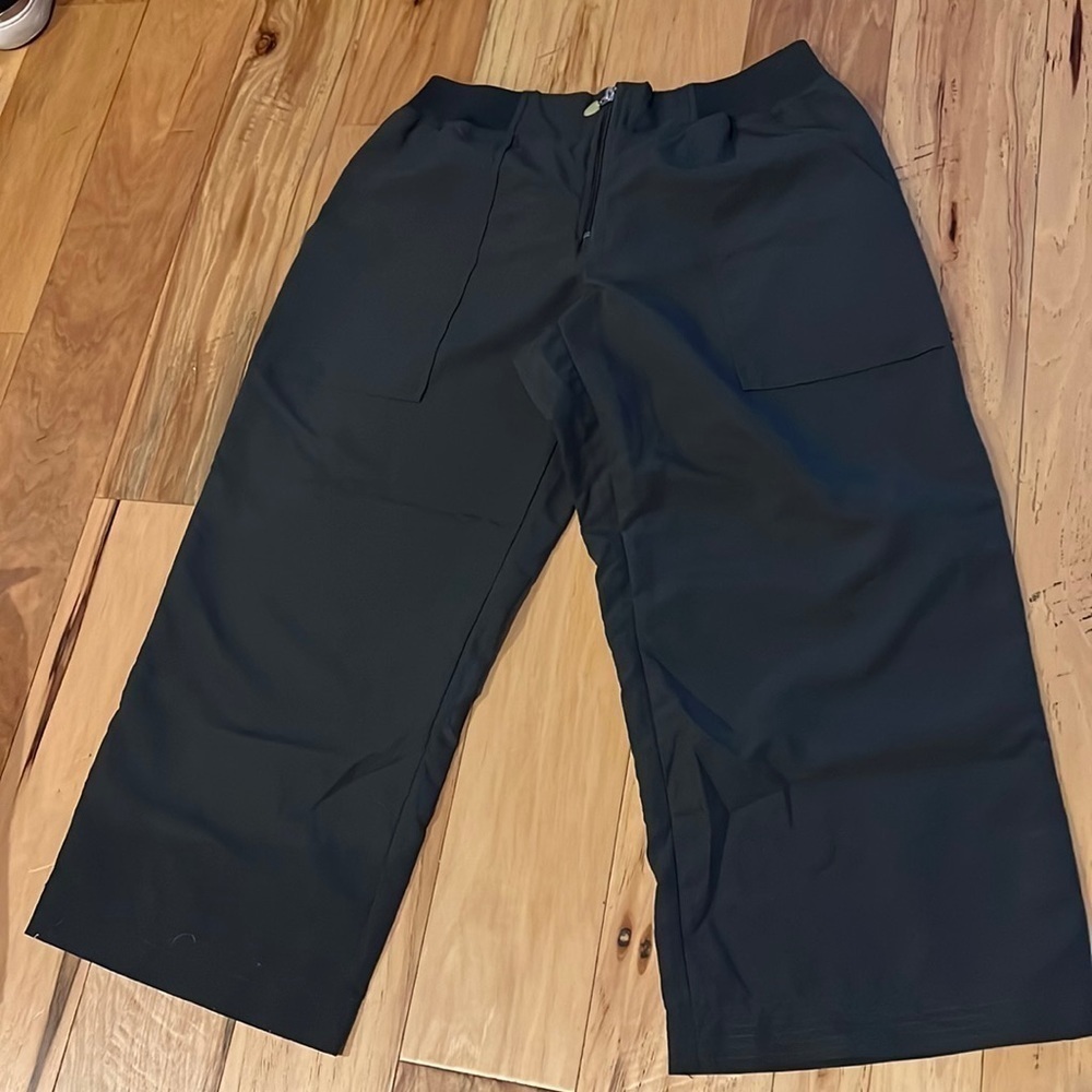 FILA women’s Scarpello Capri sport gray pants Sz L new zipper‎ elastic waist